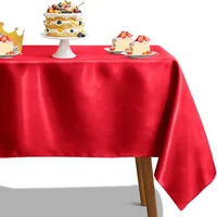 Red Rectangle Satin Tablecloth, Wedding Table Cloth, for Christmas, Baby Shower, Birthday Events, Banquet Decor, Home Dining 2