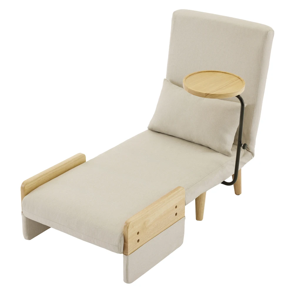 3-in-1 umwandelbarer Sessel mit Schlaffunktion, weichem Kissen und Holztisch für Wohnzimmer, Schlafzimmer, Büro, Wohnung – Detail 18