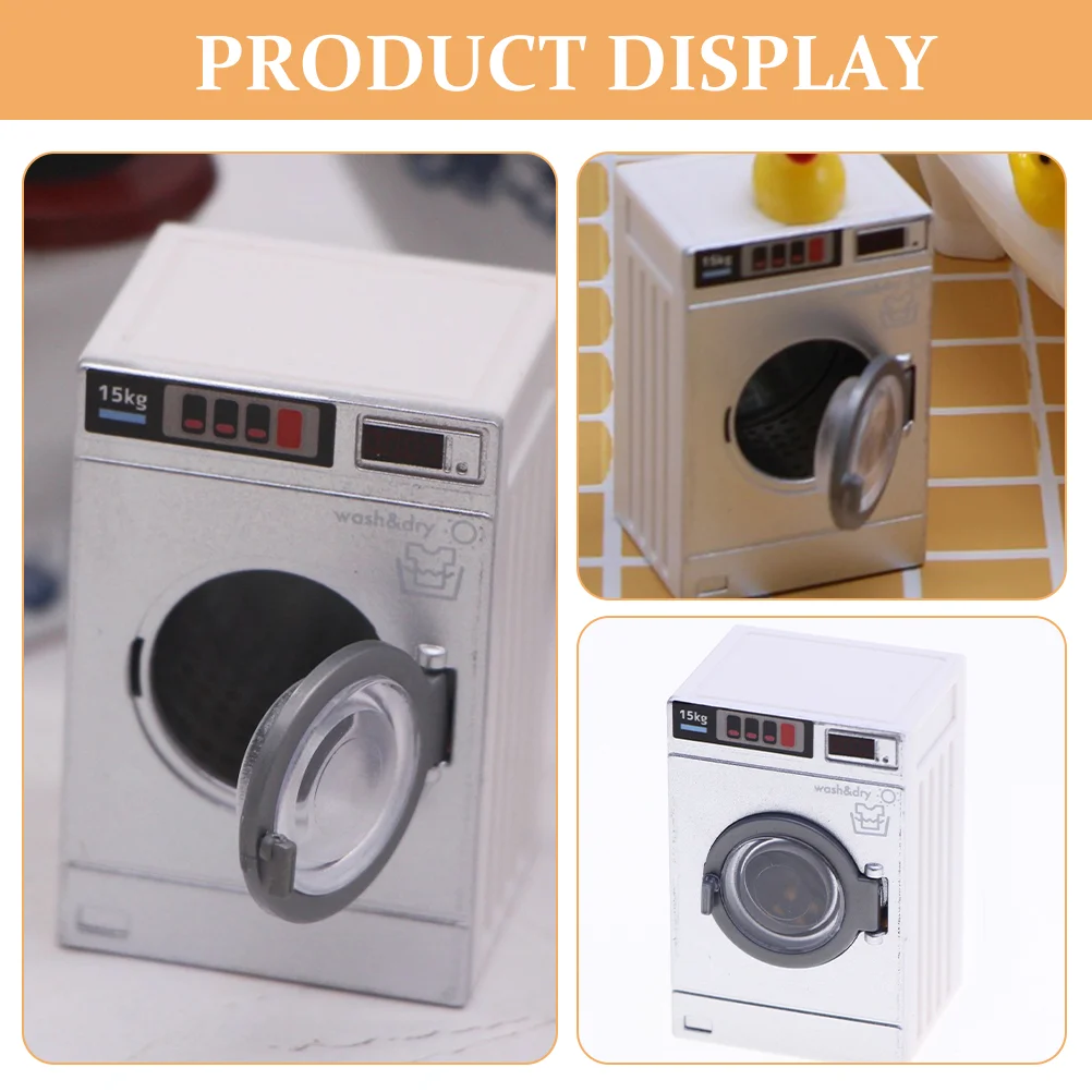 Mini Washing Machine Model Kids Washer and Dryer House Furniture Photo Accessories Toy Dollhouse Laundry Room for Baby 5