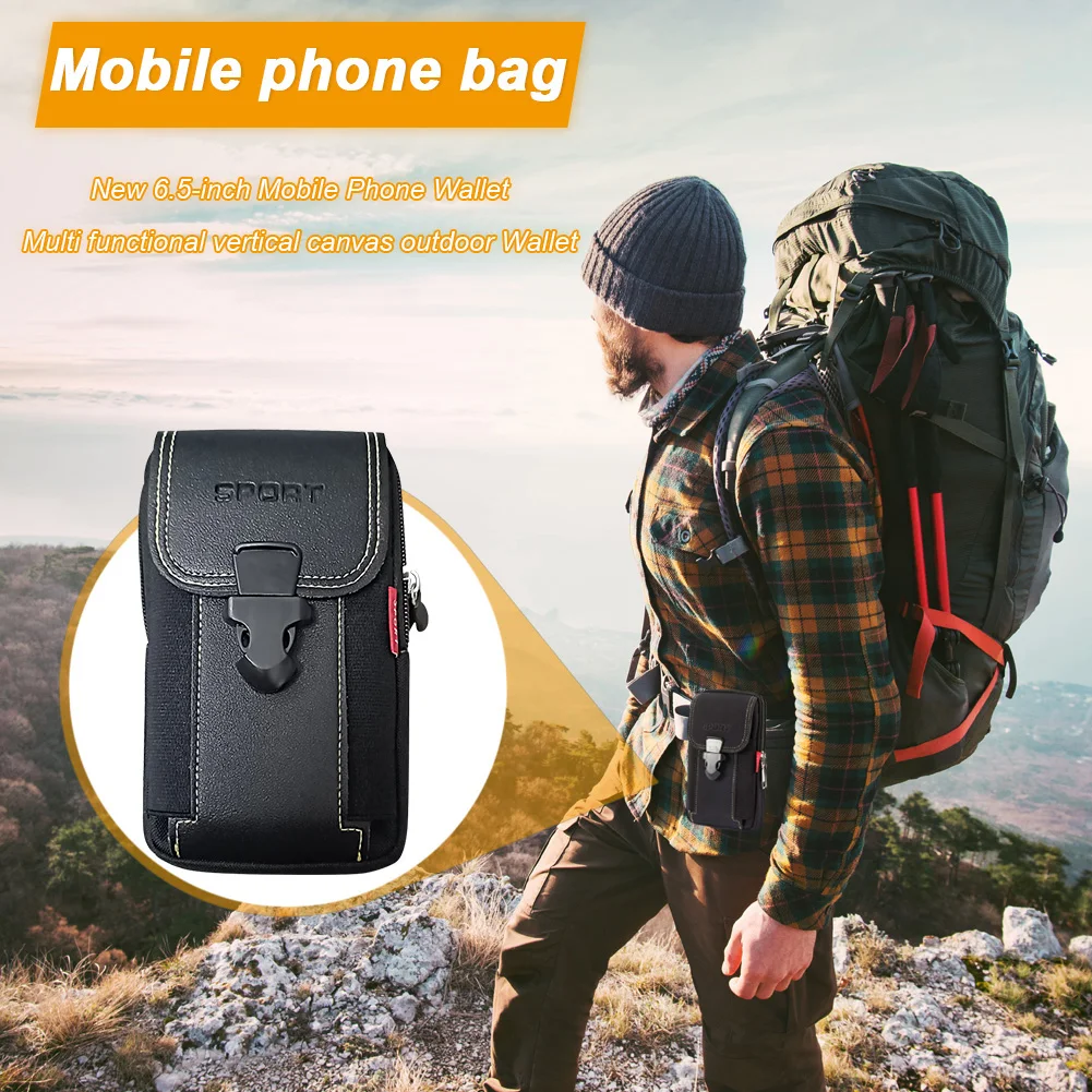 Outdoor Men Canvas Waist Bag Pocket Sport Phone Purse Travel Zip Belt Bum Pouch 2
