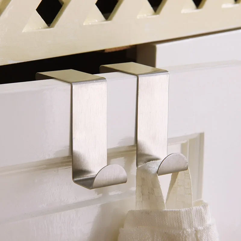 -Shaped Cabinet By Hook Stainless Steel Clothes Hanger Key Storage Hook Free Kitchen Bathroom By Back storage hook