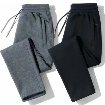 Pantaloni casual lunghi foderati in pile larghi da uomo Autunno/Inverno 2024 Pantaloni a gamba dritta stile coreano primavera/autunno per giovani 1