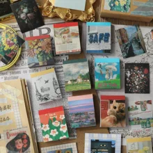 

50Pcs Vintage Story Kraft Paper Washi Hand Account Scrapbooking Journal Phone Case DIY Diary Decorative Stationery Stickers