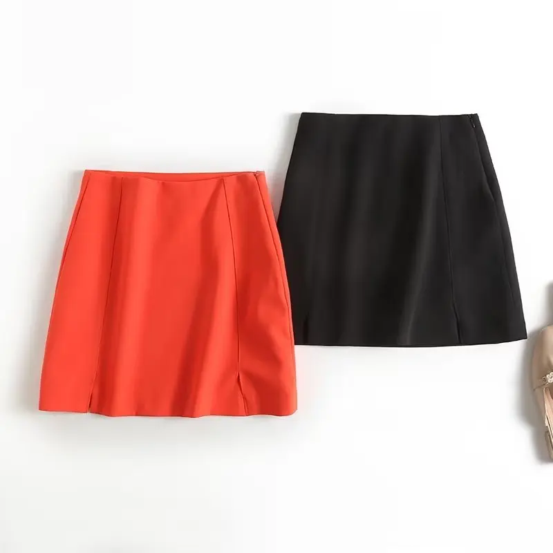 

Women's Autumn 2023 New Chic Fashion Two-color Slim Mini Skirt Retro High Waist Side Zipper Female Skirt Mujer