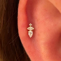 Aide 925 Sterling Silver Heart Flat Push-Back Zircon Pendiente Piercing Stud Earrings For Women K Gold Simple Elegant Jewelry 3