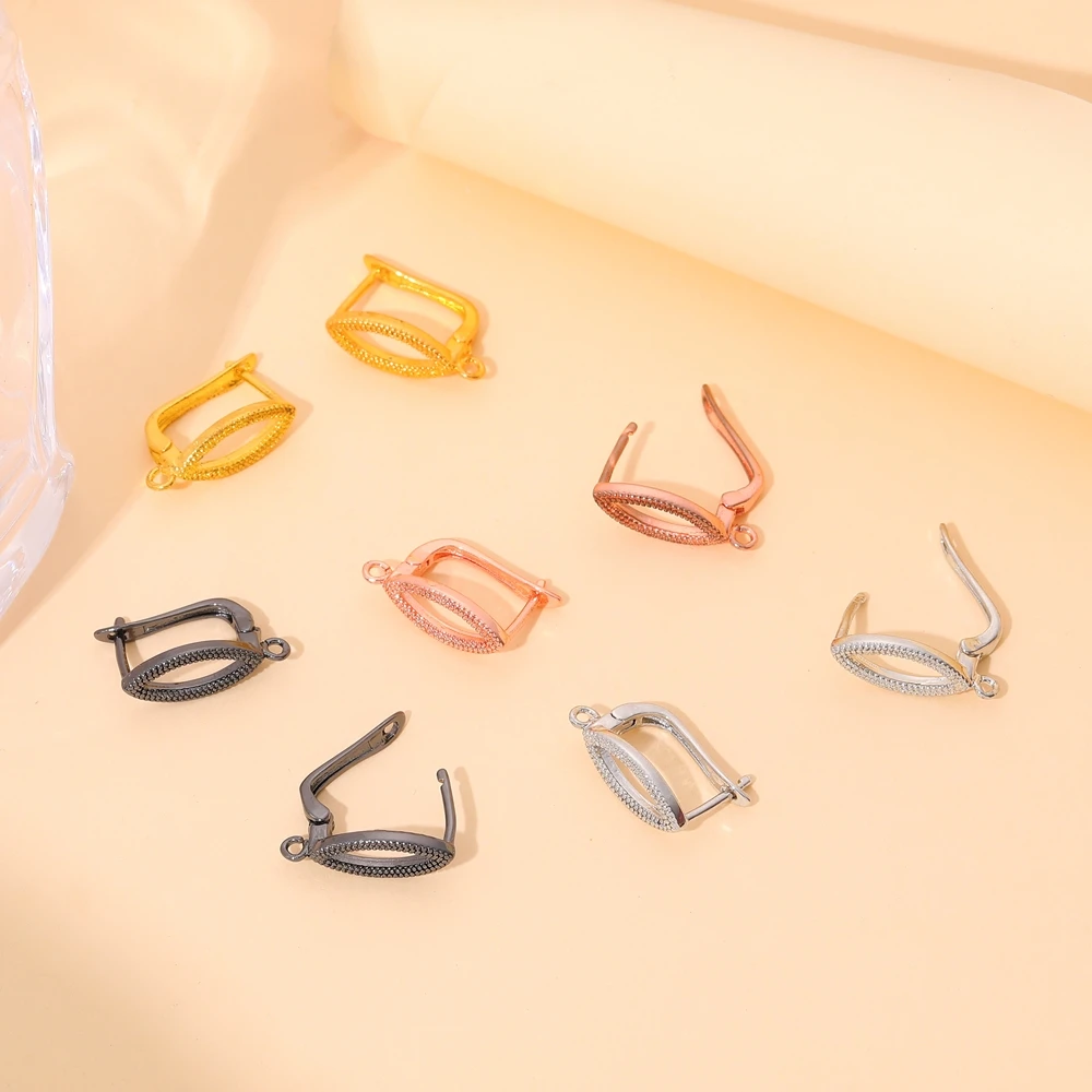 Juya 2 4 Pcs/Lot DIY Black Non-fading Anti-Allergy Material Schwenzy Fastener Ear Wire Hooks For Women Earrings Making Supplies