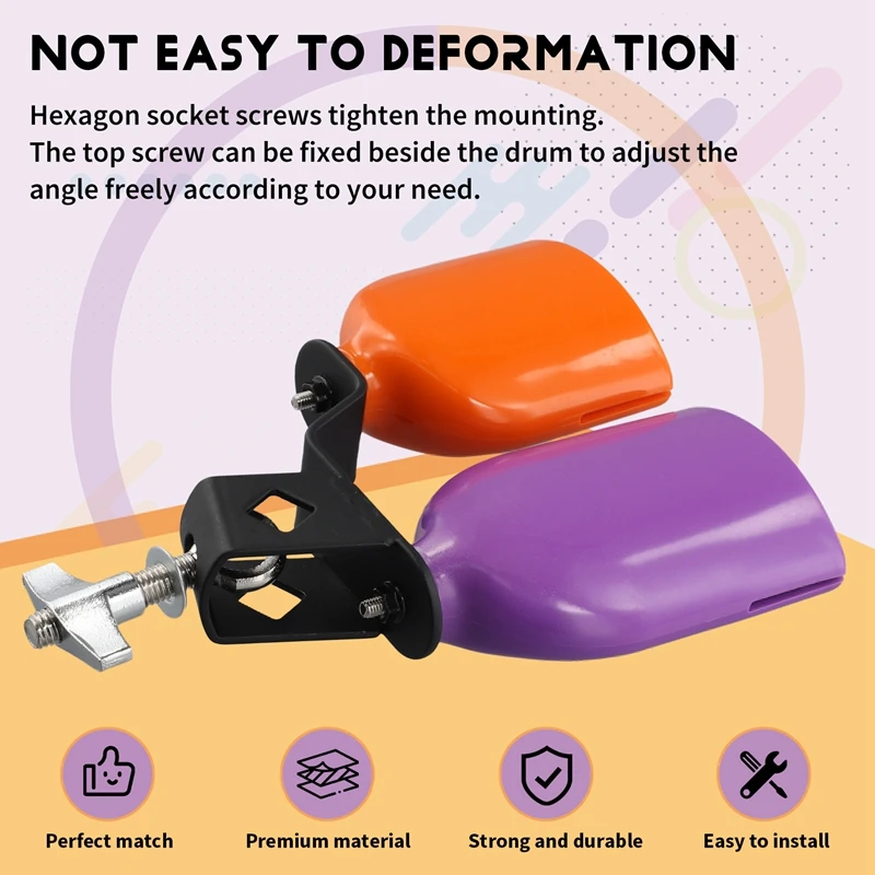 ABXY Double Cowbell Bell Music Drum Cowbell High Low Sound Knocker Drum Percussion Instrument Part Accessories