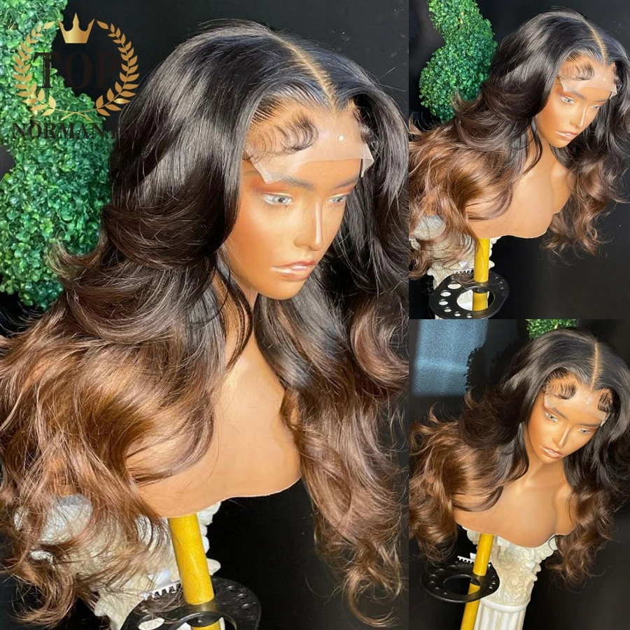 Human Hair Wig Lace Front Wigs Topnormantic Ombre Brown Color 13x6 Lace Front Wigs for Women Remy Brazilian Human Hair Body Wave Wig Preplucked Hairline