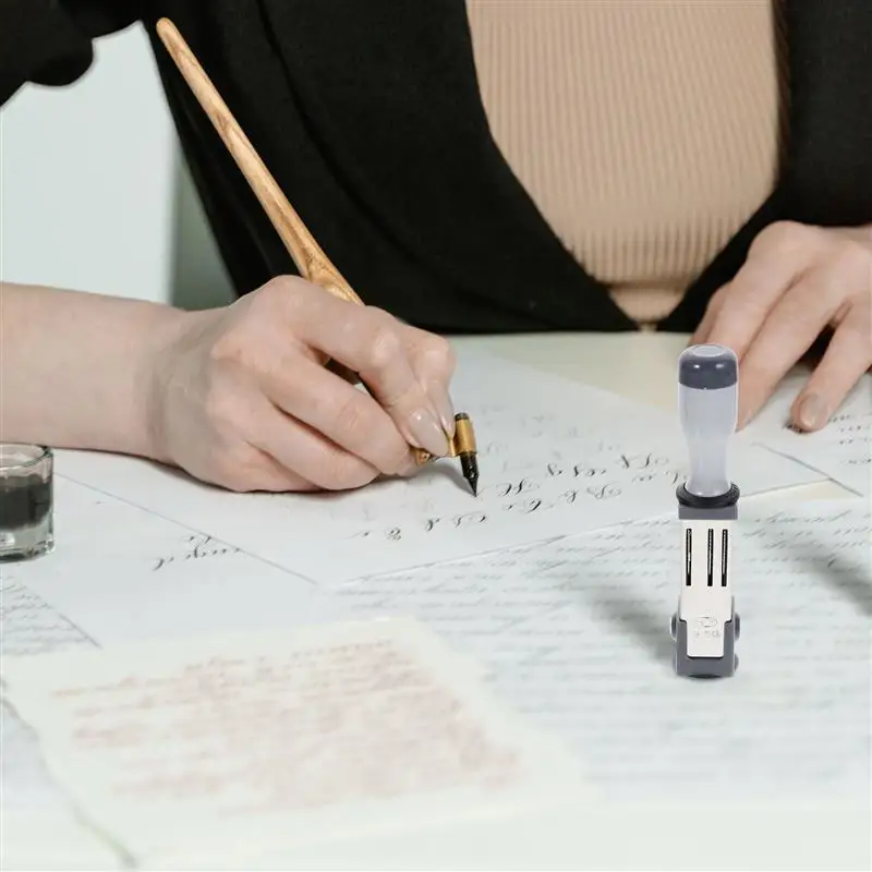 Handheld Date Stamper Multi-use Time Stamp Portable Date Rolling Stamp File Accessory Date Roller for File Home Office Daily
