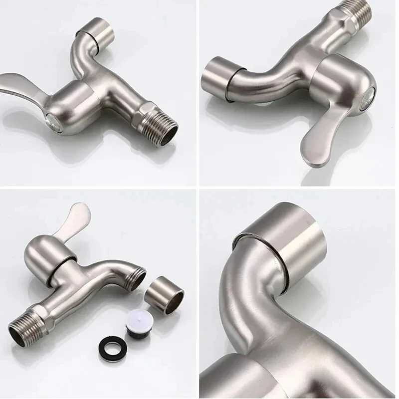Mop Pool Faucet Washing Machine Water Tap 304 Stainless Steel Bathroom Faucet Wall Mounted Matte Finish Single Cold