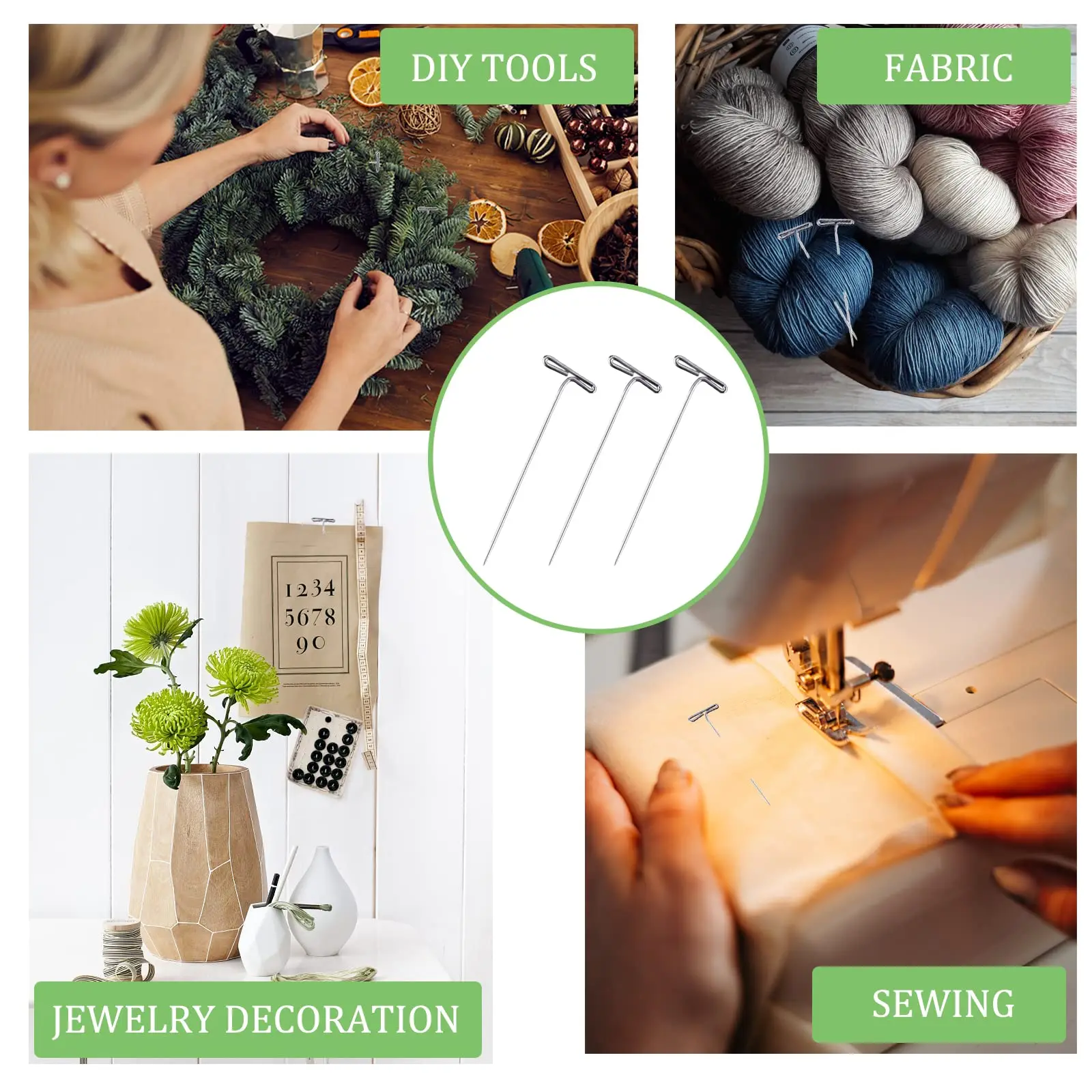 100Pcs 스테인레스 스틸 T 핀 Thumbtack Pushpin T 모양의 핀 바늘 보관 상자 차단 뜨개질 모델링