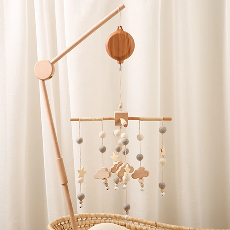 Campanello per lettino, carillon, giocattoli appesi, venature del legno 360 ° Scatola musicale mobile per culla rotante per neonato da 0 a 12 mesi, sonagli per bambini - immagine 4