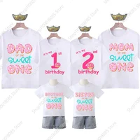 Family Matching Donut Lover Birthday Number 1-9 T-shirts Grandparents Mom Dad Bro Sis Sweet Top It Is My Birthday Print TShirt 1