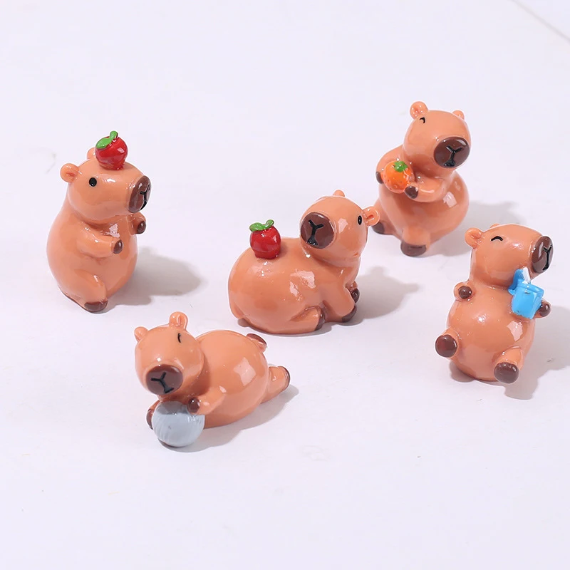 1Pc Cartoon Capybara Ornament Cute Miniature Animal Ornaments For Micro Landscape Craft Decorazioni Accessori