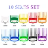 10 Sizes Set Solid Colorful Barber Hair Clipper Guards Comb Metal Hook Hair Trimmer Replacement Limit Comb Barber Shop Tools 4