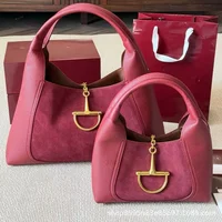 High Quality Texture Leather Shoulder Bag Underarm Bag Horse Bit Buckle Cross-Border Order Soft Composite Cowhide Urban Minim...