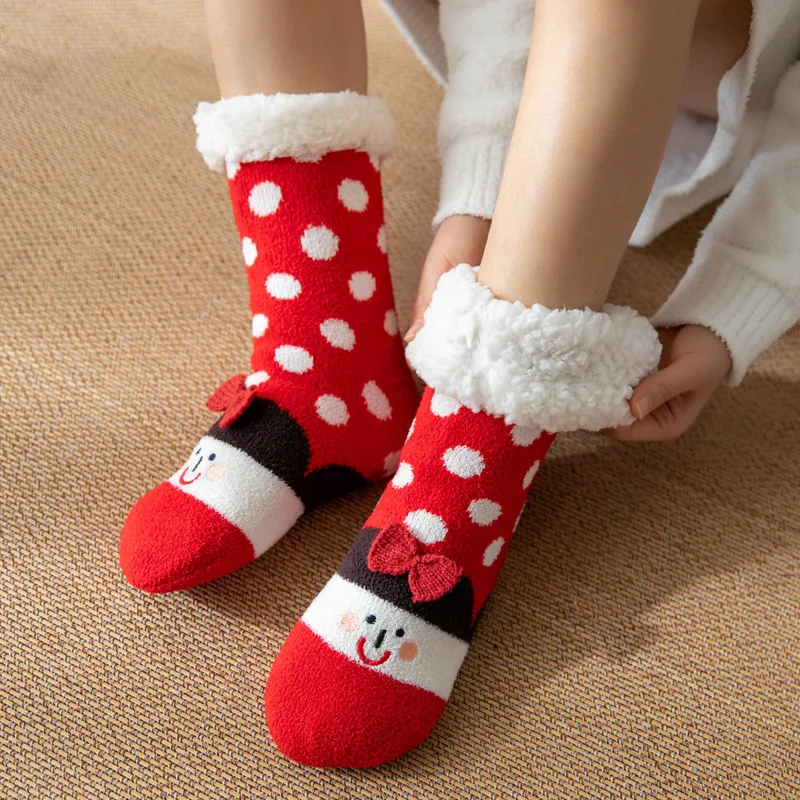 Fuzzy Socks Thermal Women Winter Plush Soft Slip Non Grip Home Short Christmas Floor Comfy Fluffy Slippers Sock Thick Female