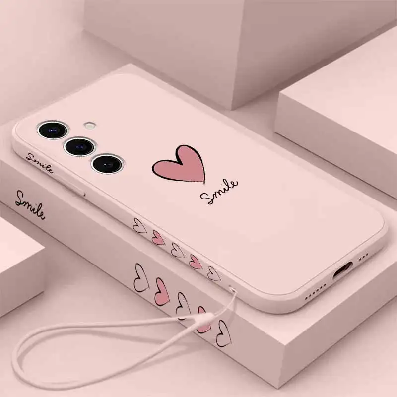 Elegant Liquid Lanyard Silicone Phone Case - Simple Love Collection