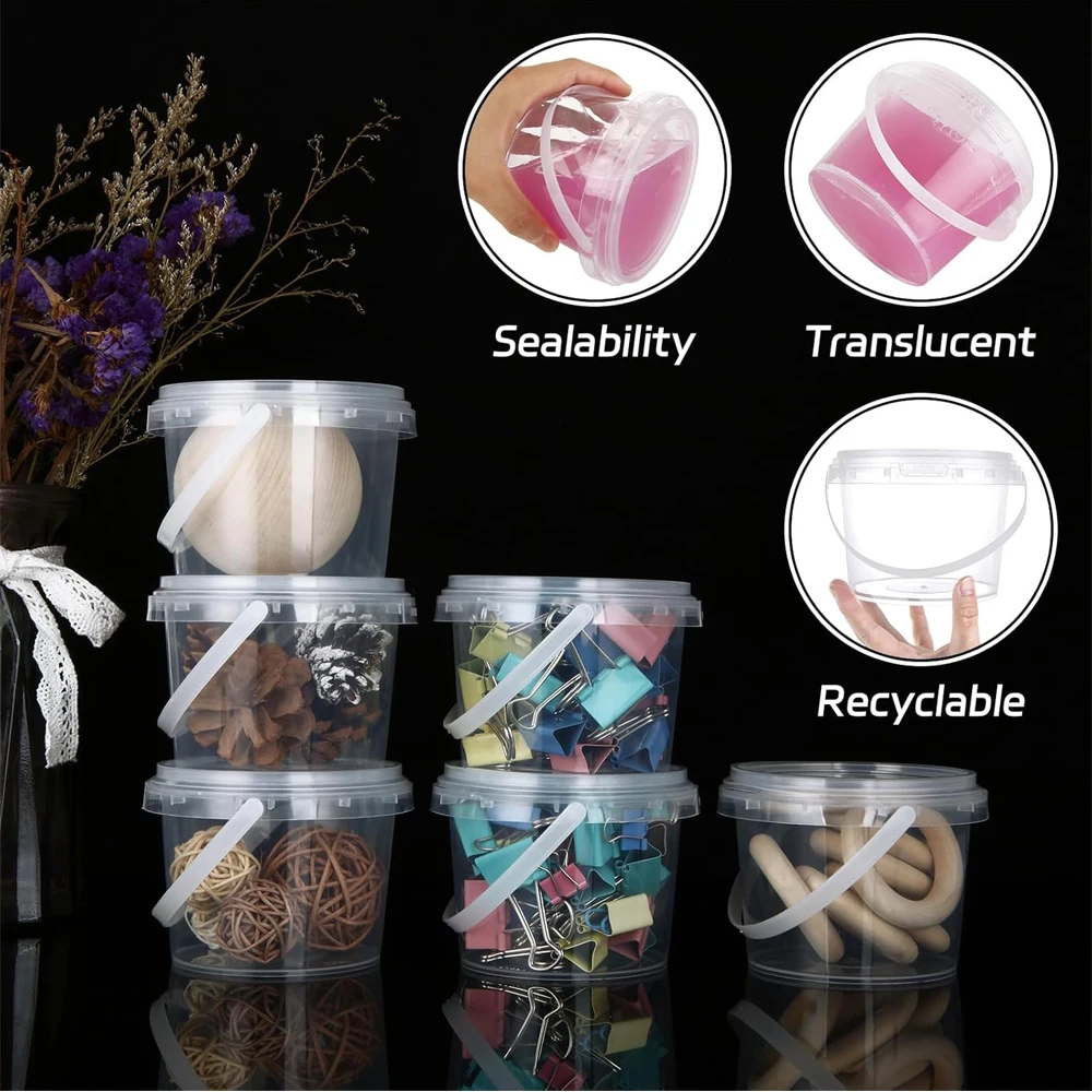 Compact Slime Containers with Water-Tight Lids and Handles