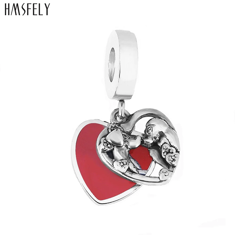 

HMSFELY Stainless Steel Colorful Heart Pendant For DIY Bracelet Necklace Jewelry Making Accessories Bracelets Parts