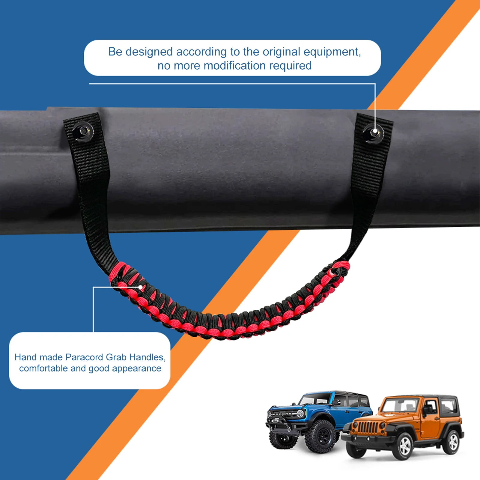 Savadicar 4 X Roll Bar Grab Handles Grip Handle For Jeep Wrangler CJ YJ TJ JK JKU JL JLU & Gladiator JT 1955-2023, Interior Accessories, Black & Red In | Whizz Grab Handles - Foto 11