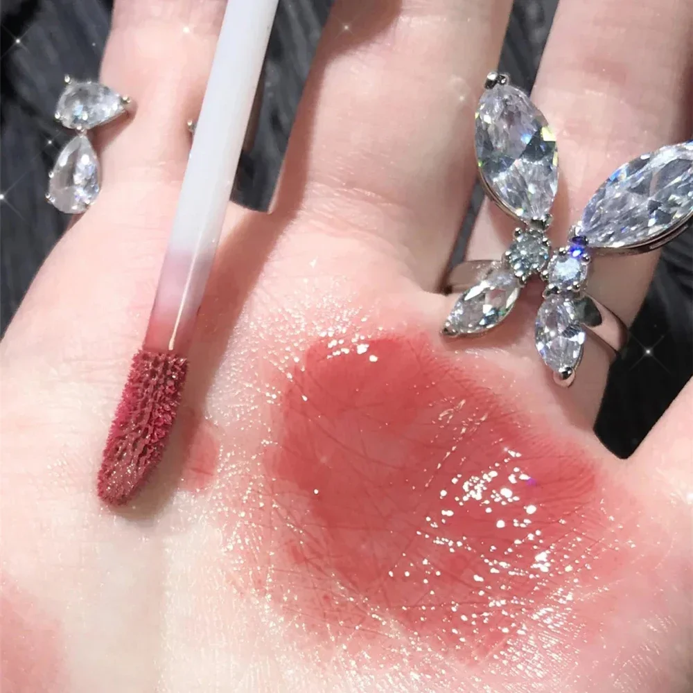 Lip Makeup Water Mirror Lip Glaze Lipstick Non-stick Cup Lasting Moisturizing Lipgloss Colorful Women Lip Oil Silky Tint
