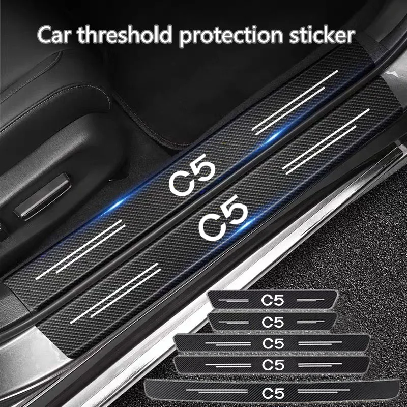 

Carbon Fiber Car Threshold Protective Film Anti Scratch Matte Black Nano Sticker For Citroen C5 Accessories