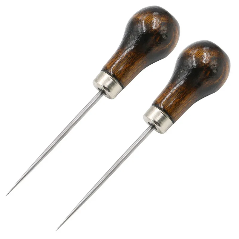 Leather punching awl Awl Pricker Hole Maker Tool Punch Sewing Stitching Leather Craft Wooden Handle