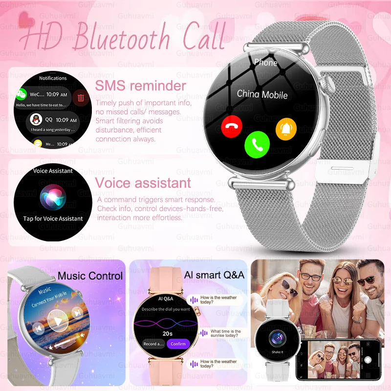 2026 New Women AI Smart Diagnosis Smart Watch HRV+ECG Uric Acid Blood Oxygen Health Monitor IP68 Waterproof Sports Smartwatches 5