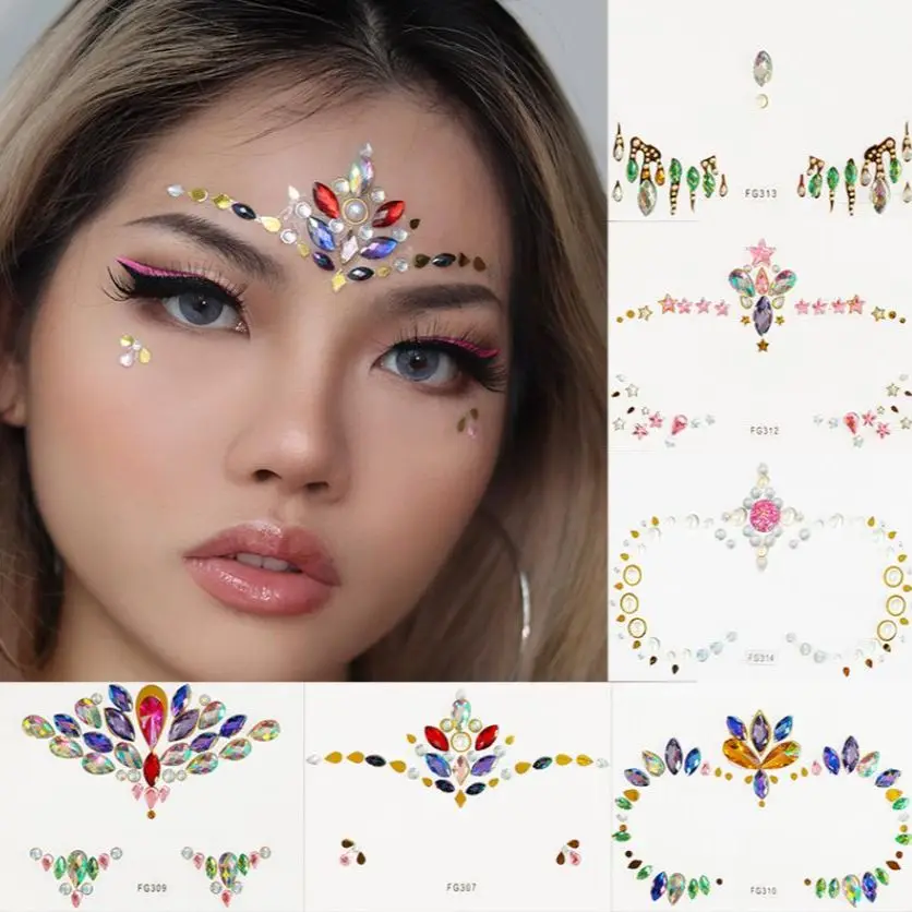 

25pcs Crystal Face Stickers Festival Eye Gems Jewels Temporary Rave Sticker Party Glitter Body Rhinestone Club Makeup Decoration