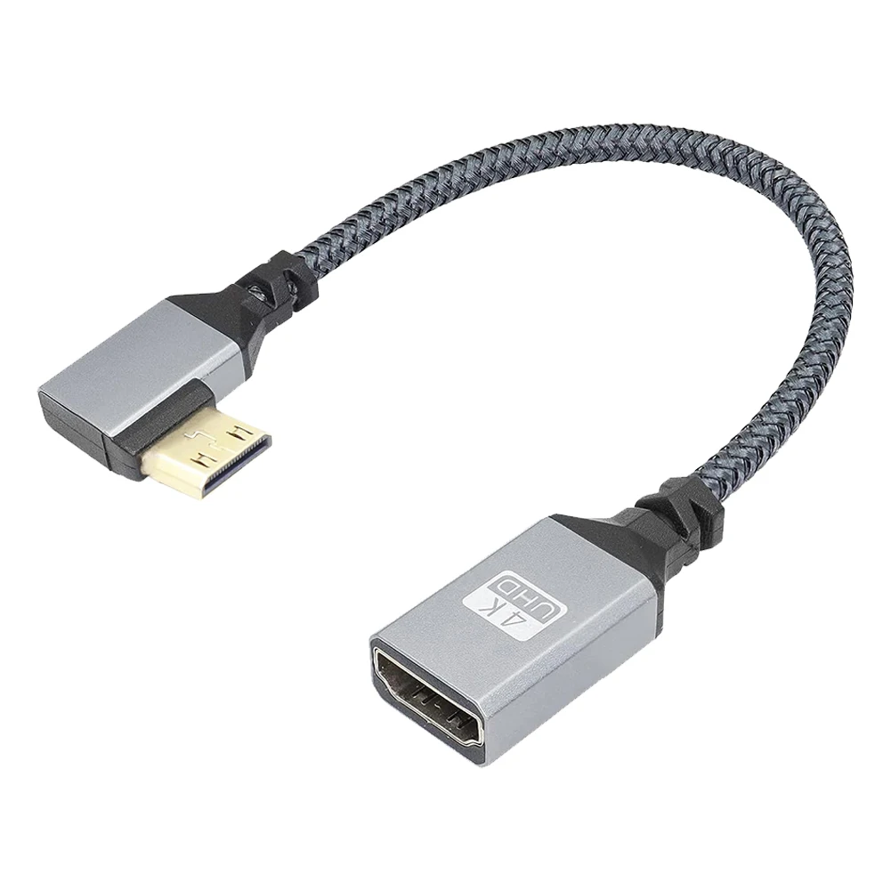 20CM 4K @ 60HZ Mini câble d'extension M-F compatible HDMI Câble compatible HDMI à angle droit 10