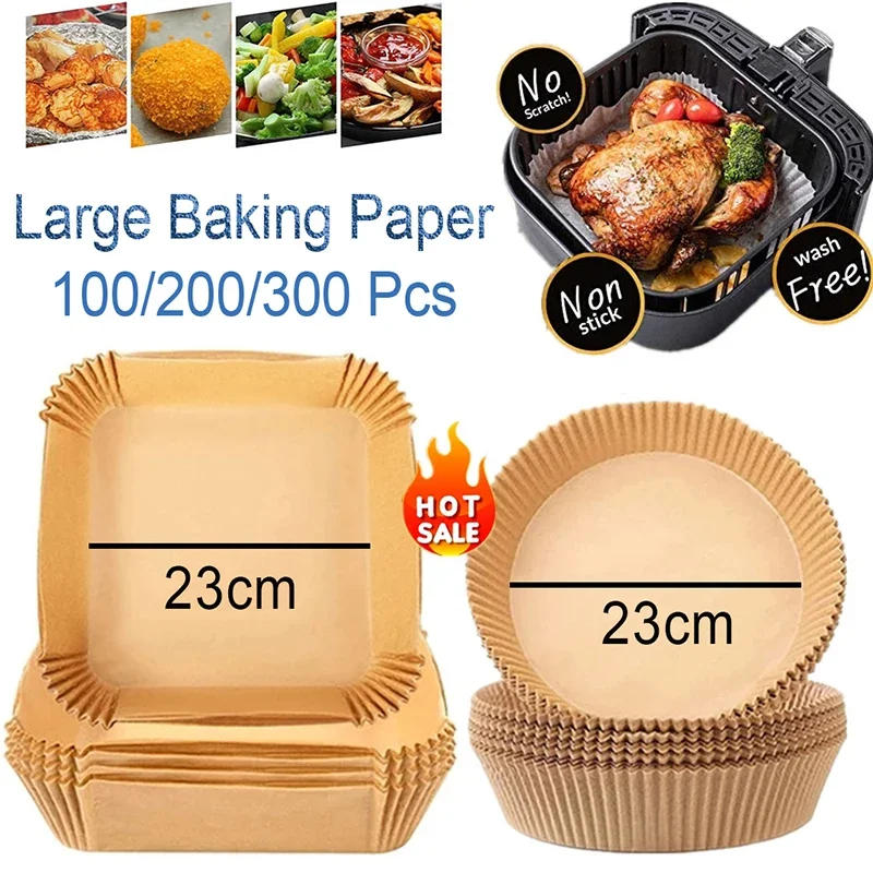 

Cooking 23cm Special Paper Parchment Baking Air For Liner Non-stick Fryer Disposable Large Airfryer 100/200/300 Pcs