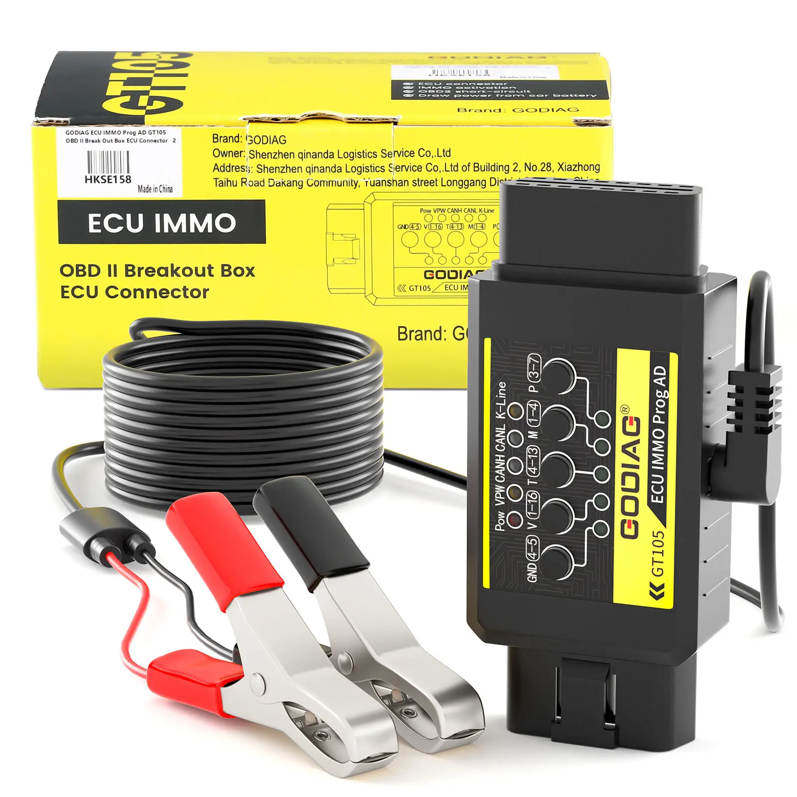 ECU IMMO Prog AD OBD II Break Out Box ECU Connector For Short-circuit OBD2 Draw Power from Car Battery GODIAG GT105 car diagnostic scanner