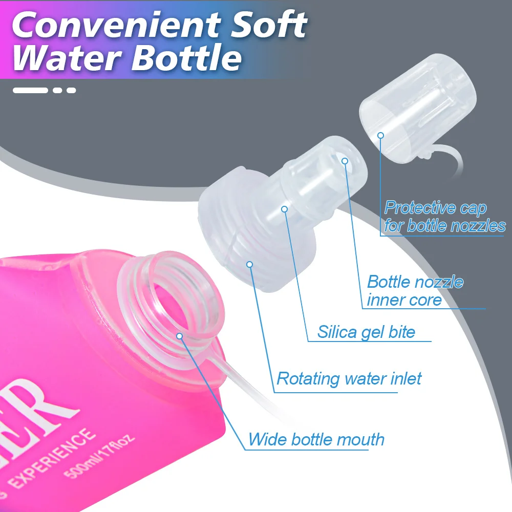 Folding Soft Flask Sport Water Bottle Bag Collapsible BPA Free
