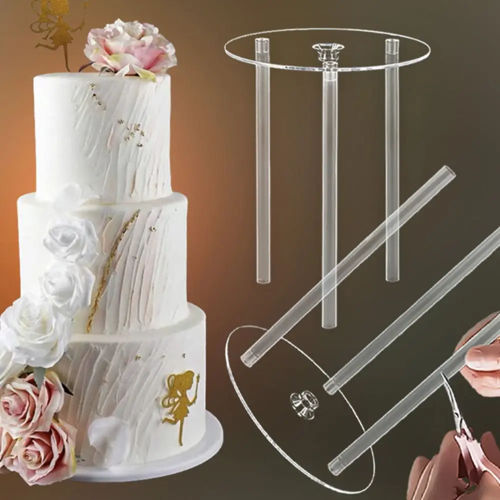 Transparent Multi-layer Round Cake Stand Support DIY Decor Plastic Straw Frame Tier Support cake stand