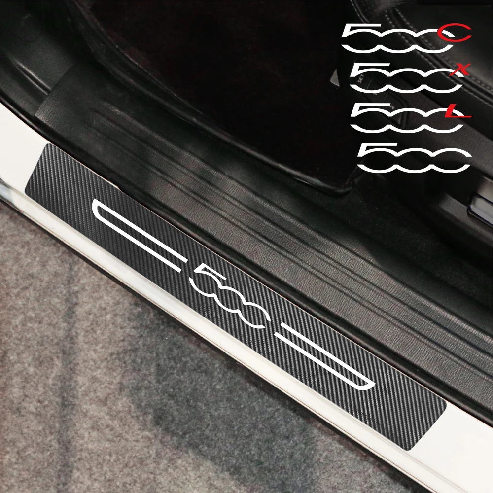 Battitacco Fibra Carbonio Per Fiat - Set 4 Pezzi, Adesivi Anti-graffio Per Portiere