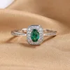 Classic Oval Royal Blue Yellow Red Green Stone Square Zircon Wedding Bands Silver Gold Color Promise Engagement Rings For Women