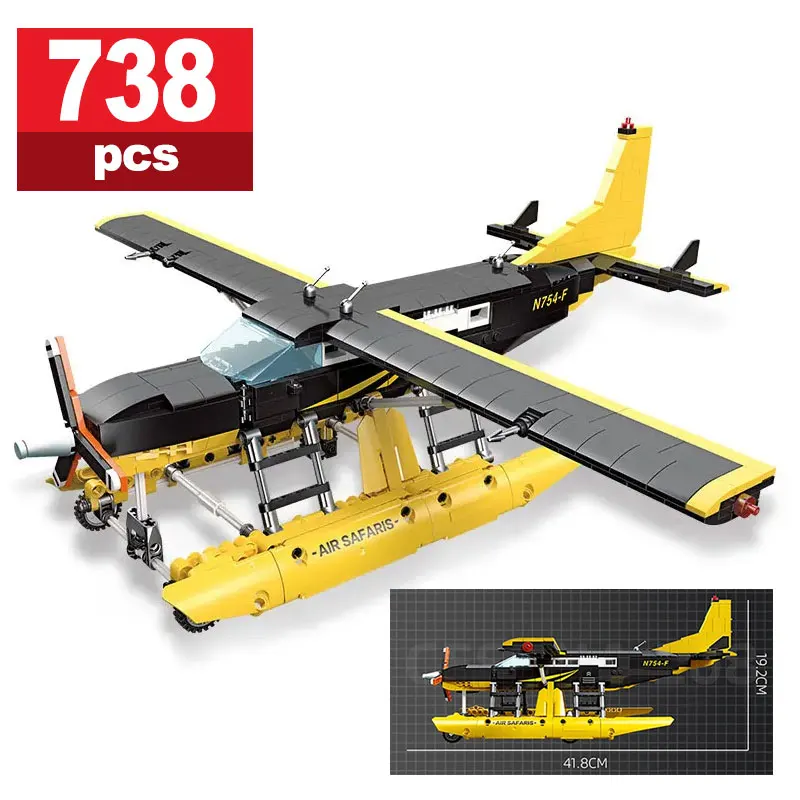 

738pcs Technical Moc Military Cessna 208 Aircraft City Cargo WW2 Plane Bricks Technical Model Building Blocks Kid Toy Gifts