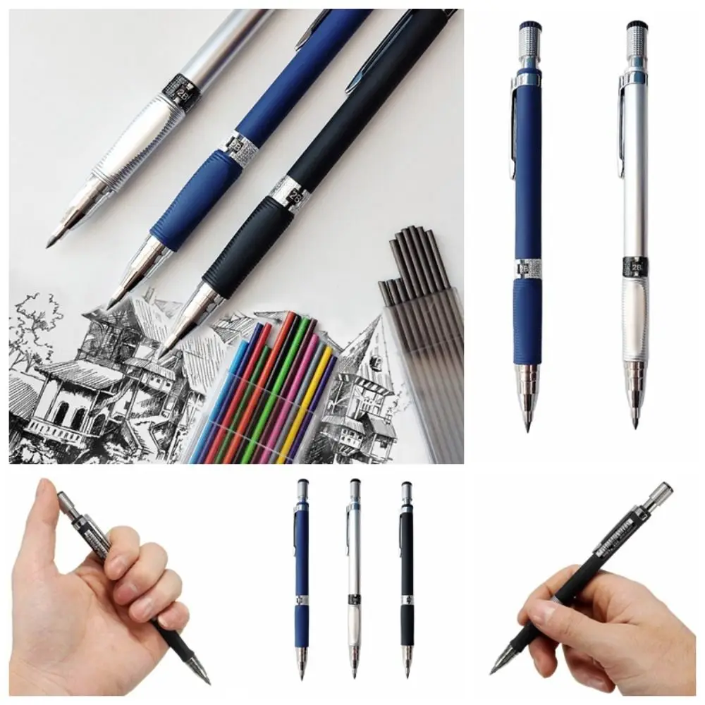 

Professional 2.0mm Mechanical Pencil Metal Automatic Stationery for Student 3 Color Classical Writing Supplies