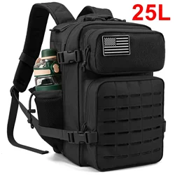 Tactical Outdoor Backpack with Bottle Holder - 25L/45L Capacity for Everyday and Adventure Use (25L Black)