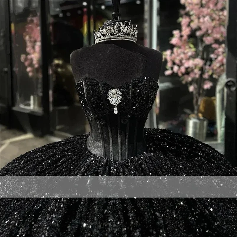 Bomaris Black Ball Gown Quinceanera Dresses Vestidos De 15 Anos Sexy Sweetheart Floor-Length Formal Princess Party Customized party dress,quinceanera dresses