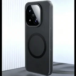 HANNUO Magnetic Wireless Charging Shockproof Case - Matte Soft Silicone Cover for Xiaomi 17 Max (Black)