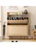 Rattan Storage Shoe Cabinet with 2 Flip Drawers Farmhouse Freestanding Organizer with Wooden Legs Boho Hidden Narrow Sho 5