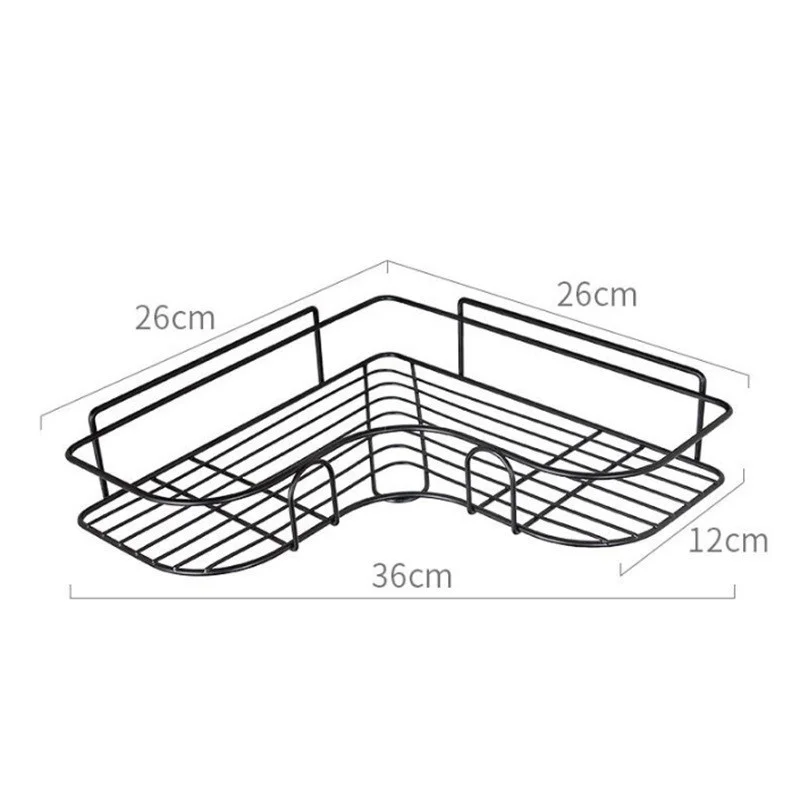 Bathroom Corner Storage Shelves Wall Mounted Rack Shampoo Holder Iron Shower Drain Basket Punch-Free Organizer Bath Accessories 5