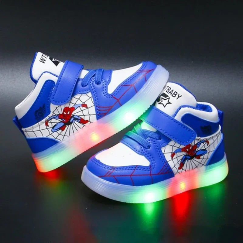 Disney LED Light Shoes – Spiderman Design, Breathable Kids Sneakers for Boys and Girls 5