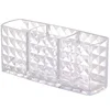 1Pcs Clear Acrylic Triple Grid Makeup Brush Holder Desk Cosmetic Organiser Lipstick Storage Box Bathroom Display Stand Diamond 6