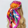 90*90CM Kerchief Fashion Print Satin Silk Scarves Popular Colour Square Shawls Luxury Sunscreen New Headcloth foulard muffler 1