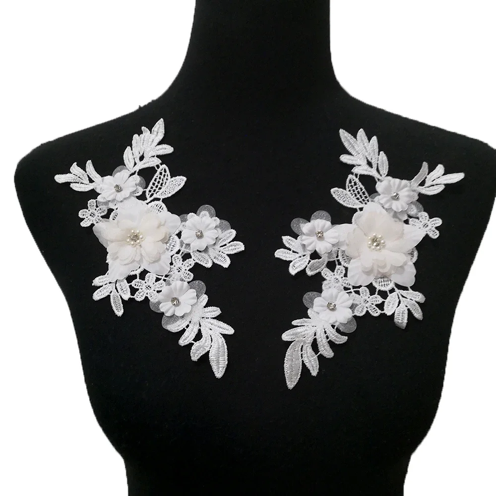 3D three-dimensional flower decoration pearl rhinestone embroidery DIY clothing craft supplies accessories Black and white