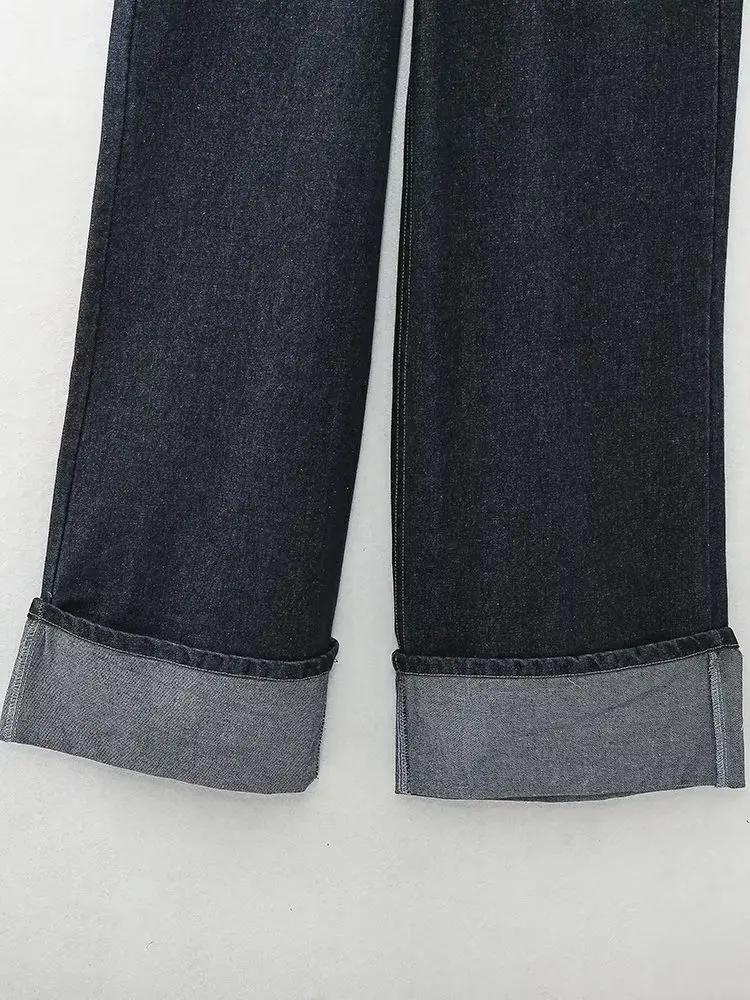 Herbst Mode Frauen Denim Hohe Taille Breite Bein Hosen + Weibliche Lange Hülse Mit Patten Taschen Abgeschnitten Mantel Zwei Stücke set – Detail 21