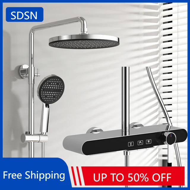 ชุดฝักบัวอาบน้ำโครเมียมแบบเปียโน คุณภาพทองเหลือง ฝักบัวแบบน้ำตก สีโรสโกลด์ ระบบฝักบัวแบบเปียโน น้ำร้อนน้ำเย็น 1